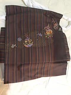 お値下げ！粋 ワンタッチ帯 縞柄  作り帯 正絹のサムネイル