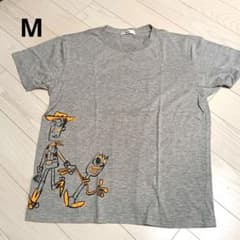 미품 TOY STORY 우디 & 포키 T 셔츠 그레이 M 여성