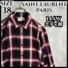 14AW・エディ期】サンローランパリ オンブレチェック レーヨン混 長袖