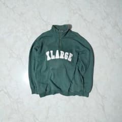XLARGE ダークグリーン ハーフジップ トレーナー Lのサムネイル