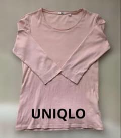 UNIQLO ピンク 七分袖 ラウンドネック Tシャツ Lのサムネイル