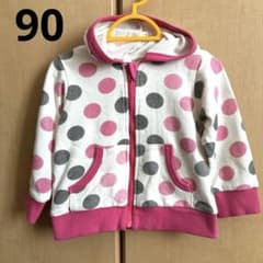 ドット柄 フード付きパーカー 90cm