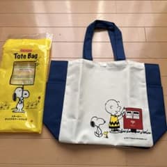 スヌーピー トートバッグ ホワイト/ネイビーのサムネイル