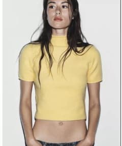 ZARA ソフトニットショートスリーブセーター イエローのサムネイル
