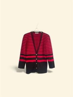 BODEN 赤と黒のストライプカーディガン
