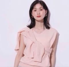 美品 Arpege story Vネックレースニットアンサンブル ピンク - メルカリ