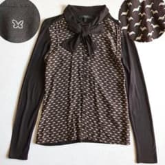 ウィークエンド マックスマーラ ボウタイ ブラウス 犬柄 シルク 異素材