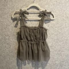 ZARA ザラ　リボンチュールトップス　グレーのサムネイル