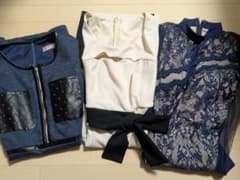 ソブレ　ジュエルズ キャバドレス ネイビー 長袖3点セットXLサイズほぼ新品のサムネイル