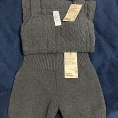 〈無印良品〉 コットン混もこもこニットブラタンクトップ+オーバーパンツ 無印良品（MUJI） インナーシャツ 肌着 婦人 コットン混もこもこニット