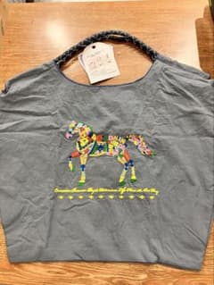 刺繍トートバッグ ホース柄 グレーのサムネイル