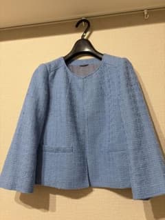 ANAYI アナイ ノーカラージャケット ツイード調 水色 38 日本製のサムネイル