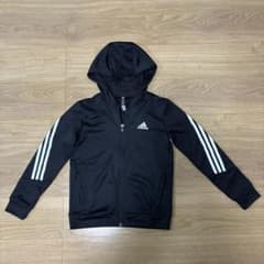 adidas キッズ ジップアップパーカー ブラック 140のサムネイル