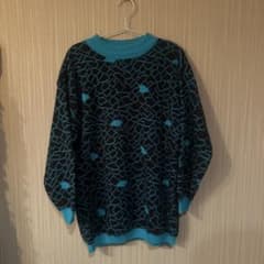 Dralon黒と緑のニットセーターのサムネイル