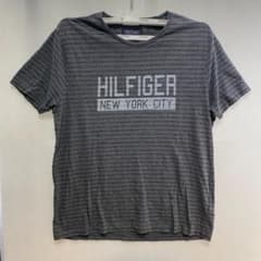 TOMMY HILFIGER ボーダー Tシャツ XL グレー ロゴプリントのサムネイル