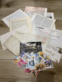 ジャンクジャーナル素材　コラージュ素材　洋書 切り離し　紙もの　古紙　海外切手のサムネイル