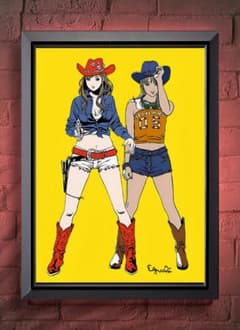 江口寿史 / カウガール・アート【A4サイズ写真ポスターフレーム付き2