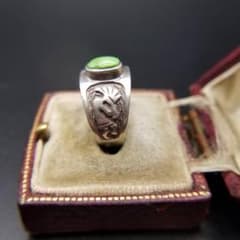 Julius Burbank ココペリ ガスパイト ナバホ族 指輪 リング アクセサリー インディアンジュエリー 約14号 石付き SILVER スターリング ココペリ リング インディアンジュエリー ナバホ族 ガスパイト