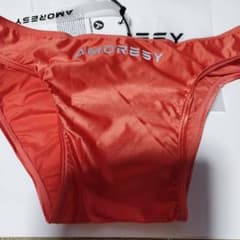 AMORESY メンズ 競泳水着 光沢素材 レッド Sのサムネイル