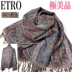 【極美品】ETRO　silk＆wool　長方形　ITALY製　ペイズリー柄 楽天市場】エトロ ウール・シルク 長方形 大判 ストール グリーン