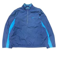 90s NIKE ナイキ ハーフジップ ナイロンジャケット ビッグロゴ 銀タグ 