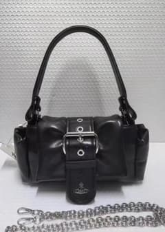 Vivienne Westwood Black Leather Buckle Underarm Bag