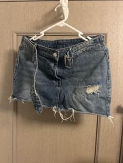 デニムミニスカート ダメージ加工 ベルト付きのサムネイル