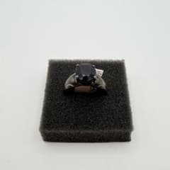 シルバー925 黒石 リング 21号 大粒 ブラックストーン　ヴィンテージのサムネイル