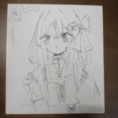 手描きイラスト　アナログ　色紙　オリジナル　女の子　一点物のサムネイル