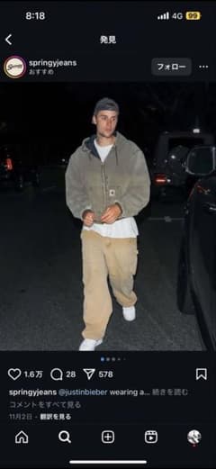 Justin Bieber着用 完全同モデルCarhartt - メルカリ