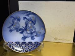 大倉陶園 宮中歌会始 イヤリープレート 平成11年 御題 青 飾り皿 ⑤