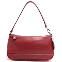 良品 COACH コーチ ハンドバッグ アクセサリーポーチ レザー 赤 7785