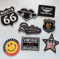 10191☆ビンテージ風英字ロゴアイロン刺繍ワッペン8枚 - メルカリ