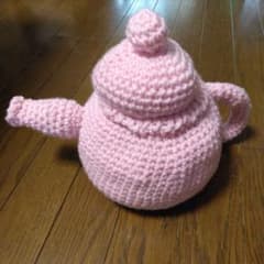 ハンドメイド ティーポット型 ティッシュケース あみぐるみのサムネイル