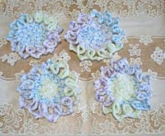 ハンドメイド 手編みコースター 4枚セットのサムネイル