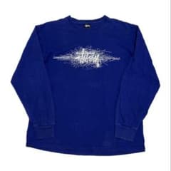 【L】OLD STUSSY Sukuiguru logo L/S Tシャツ 青