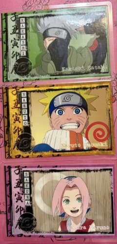 NARUTO ラミネートカード3枚　当時物　ナルト　カカシ　サクラのサムネイル