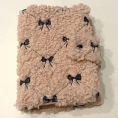 A6バインダーカバー ボアリボン ピンク ブラック バインダー貯金 韓国