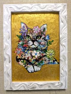 手作り額付き作品 title「一日千秋ニャンコ」 - メルカリ