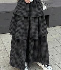 グレー系チェック柄フレアスカートのサムネイル