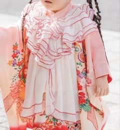 七五三 被布 チュール フリル 赤 白 ピンク アイボリー メロウ ドレス 七五三 被布 チュール フリル 赤 白 ピンク アイボリー メロウ ドレス