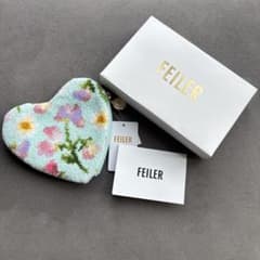 FEILER ハート型ポーチ 水色 花柄 - メルカリ