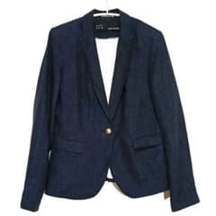 【ザラベーシック】アウター/ テーラードジャケット/薄手/ 麻混/ダークブルー