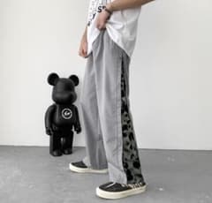 ヒョウ柄 サイドボタン ストリート パンツ グレーのサムネイル