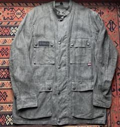 イタリア製 belstaff ブラックリネン100% トライアルマスター黒シャン