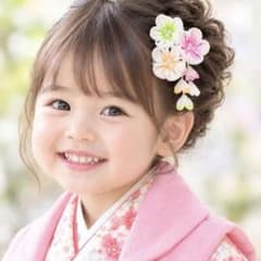 つまみ細工 髪飾り 梅 白 ピンク オレンジ 黄緑 七五三 成人式 和装 子供のサムネイル