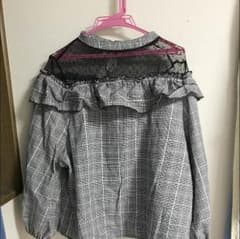 大きいサイズ レース フリル グレンチェック トップス 4Ｌのサムネイル