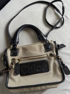 Chloe クロエ 2Wayバッグ ハーレー キャンバスxレザーブラック【中古 