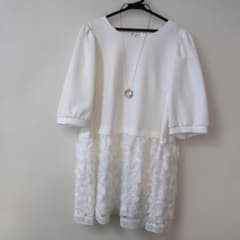 ローズティアラ46サイズ お花レース装飾バックリボンチュニック新品 