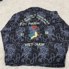Backers 花柄 ゴブラン織り ベトジャンタイプ ジャケット 刺繍 L 黒紺 Backers 花柄 ゴブラン織り ベトジャンタイプ ジャケット 刺繍 L 黒紺